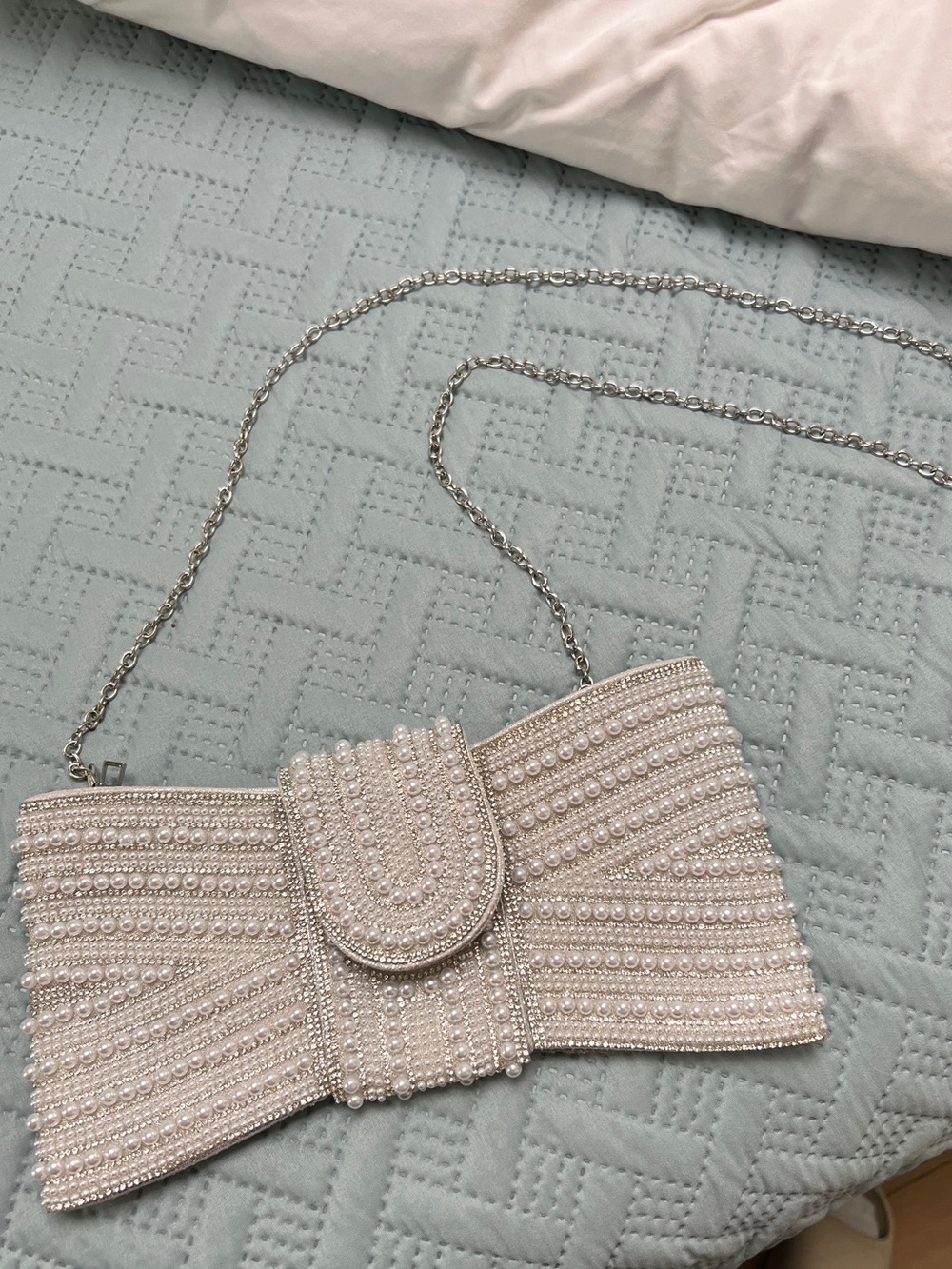 Pearl Beaded Chain Clutch Purse